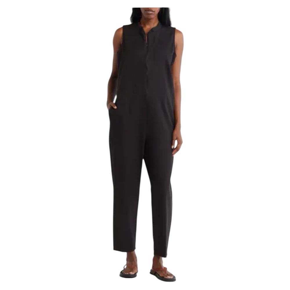 Eileen Fisher Sleeveless Organic Cotton Blend Jumpsuit